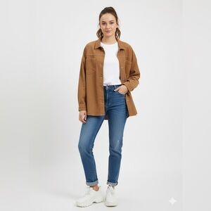 Abound Oversized Brown Corduroy Button Down Over Shirt